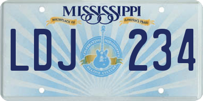 MS license plate LDJ234