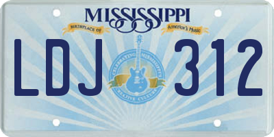 MS license plate LDJ312