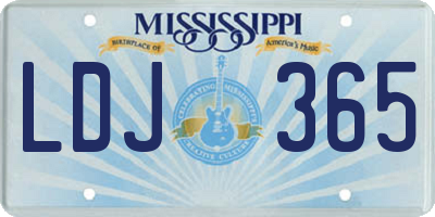 MS license plate LDJ365