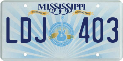 MS license plate LDJ403