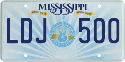 MS license plate LDJ500