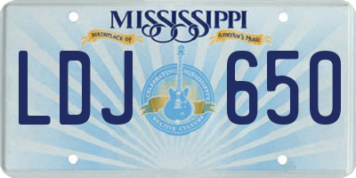 MS license plate LDJ650