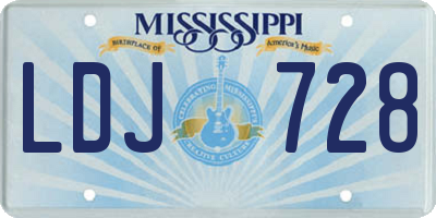 MS license plate LDJ728
