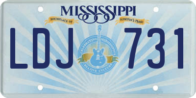 MS license plate LDJ731