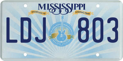 MS license plate LDJ803