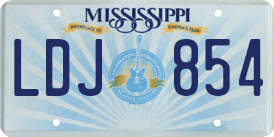 MS license plate LDJ854