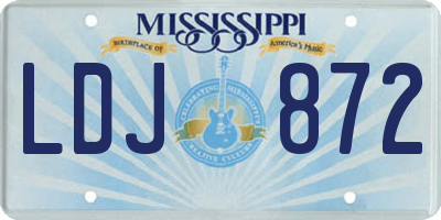 MS license plate LDJ872