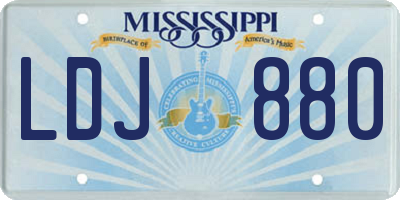 MS license plate LDJ880