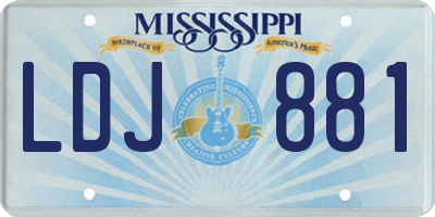 MS license plate LDJ881