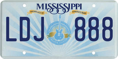 MS license plate LDJ888