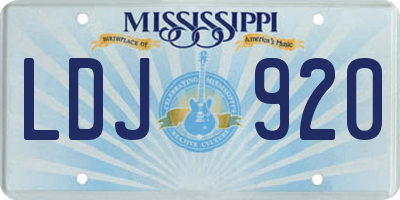 MS license plate LDJ920
