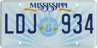 MS license plate LDJ934
