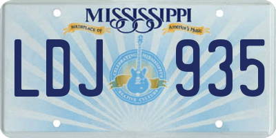 MS license plate LDJ935