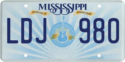 MS license plate LDJ980