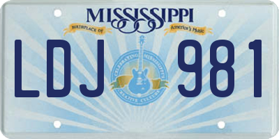 MS license plate LDJ981