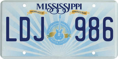 MS license plate LDJ986