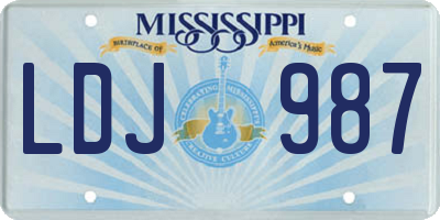 MS license plate LDJ987