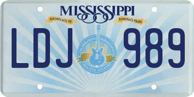 MS license plate LDJ989