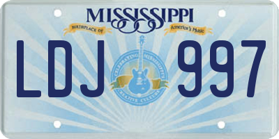 MS license plate LDJ997