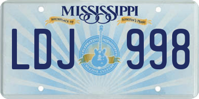 MS license plate LDJ998