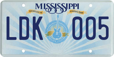 MS license plate LDK005