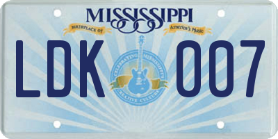 MS license plate LDK007