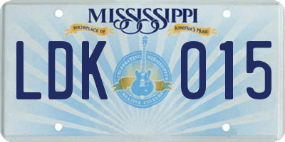 MS license plate LDK015