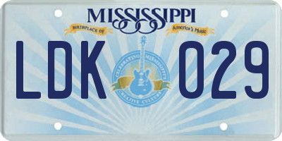 MS license plate LDK029