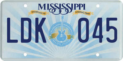 MS license plate LDK045
