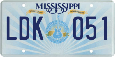 MS license plate LDK051