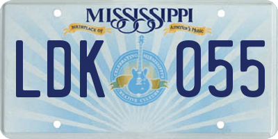 MS license plate LDK055