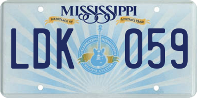MS license plate LDK059