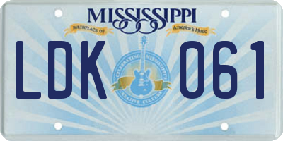 MS license plate LDK061