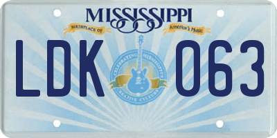 MS license plate LDK063