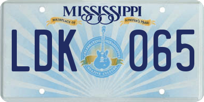 MS license plate LDK065