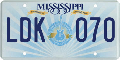 MS license plate LDK070