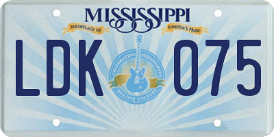 MS license plate LDK075