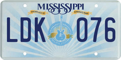 MS license plate LDK076