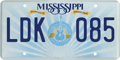 MS license plate LDK085