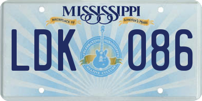 MS license plate LDK086