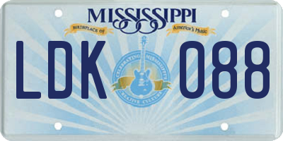 MS license plate LDK088