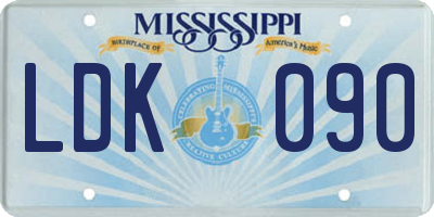 MS license plate LDK090