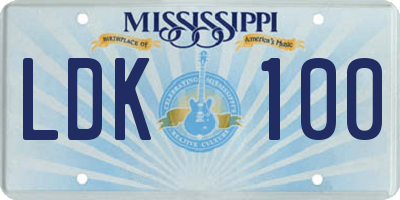 MS license plate LDK100