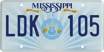 MS license plate LDK105