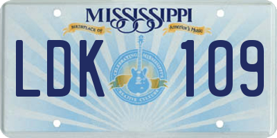 MS license plate LDK109