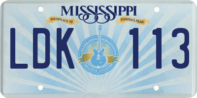MS license plate LDK113