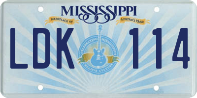 MS license plate LDK114