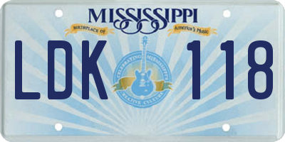 MS license plate LDK118