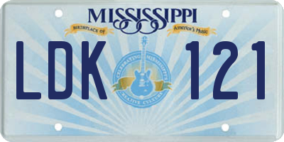 MS license plate LDK121