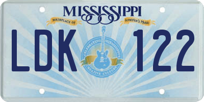 MS license plate LDK122